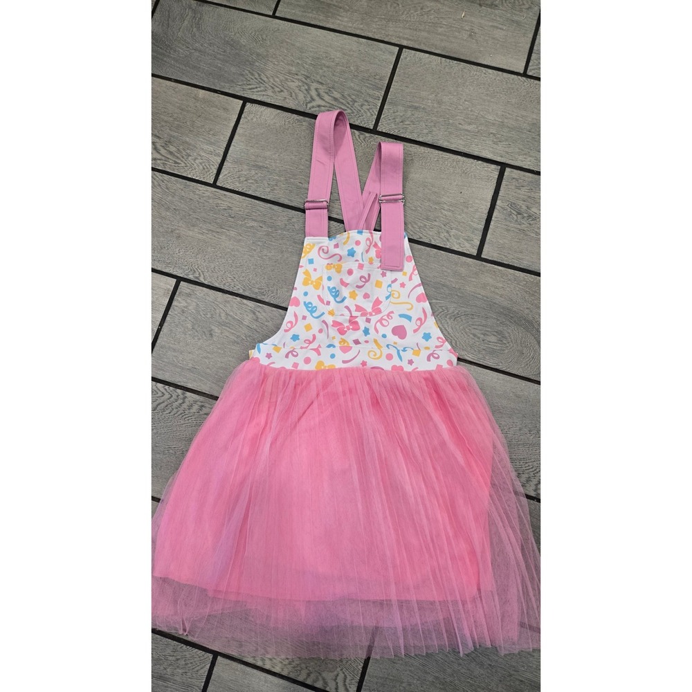 LittleForBig Pink Party Overalls Tutu Skirt Confetti Print Kawaii Cosplay Medium